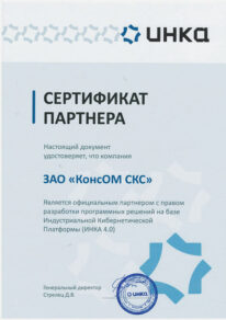 Сертификат ИНКА 4 0 КонсОМ СКС